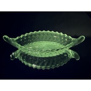 Antique Glowing Glass Handled Relish Dish
